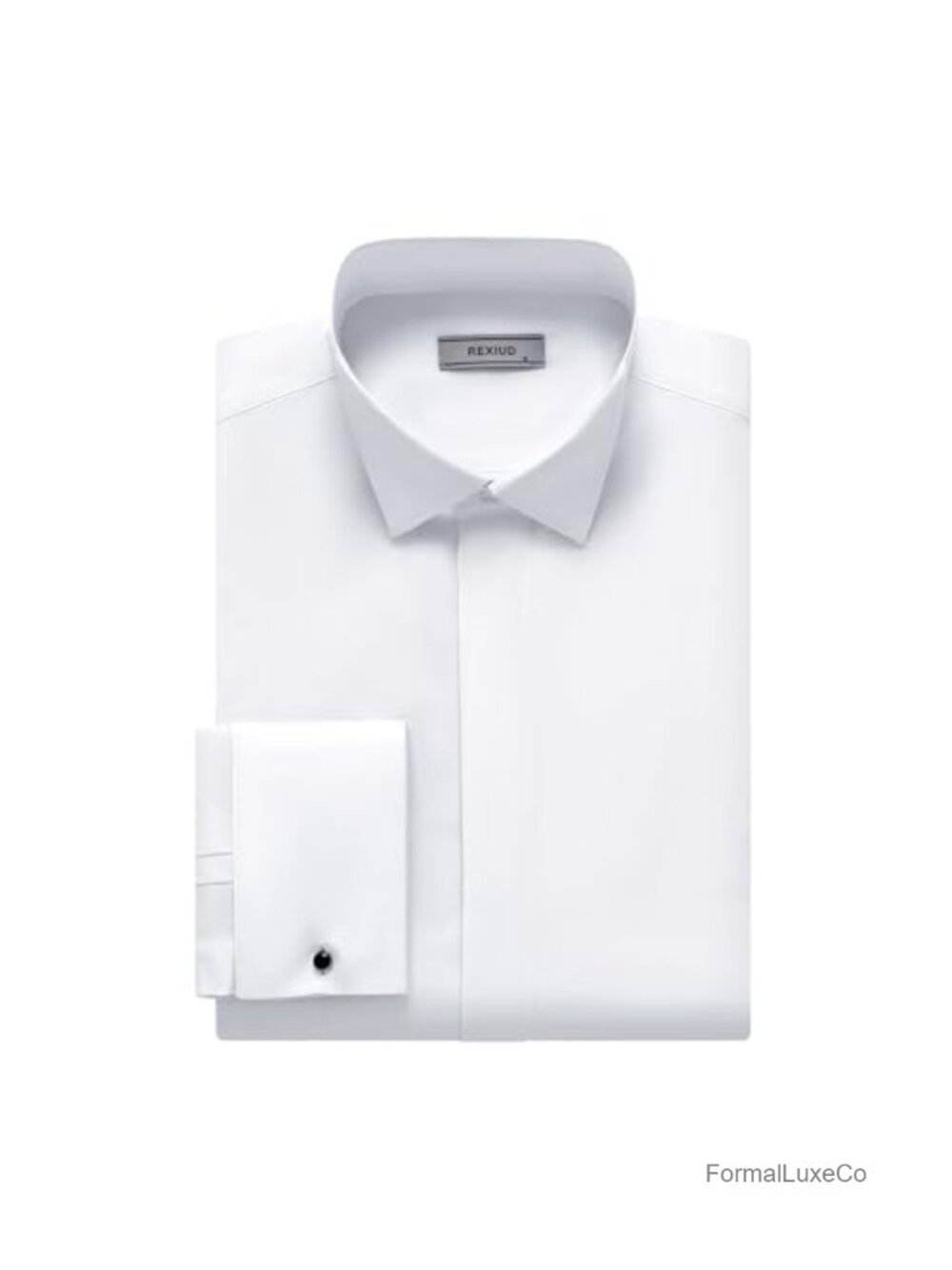 Men's Tuxedo Shirt Hidden Button Wing Collar French Cuffs Dress Shirt Formal